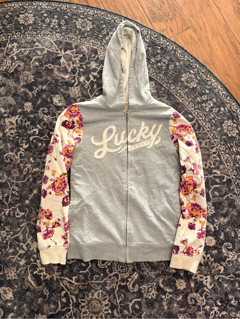 Lucky Brand Light Gray Hoodie with Cream Lining